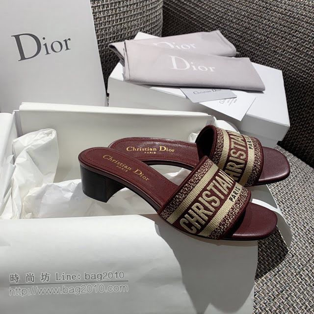 DIOR女鞋 迪奧2021專櫃新款磨砂新大底涼拖 Dior一字型刺繡平拖  naq1512